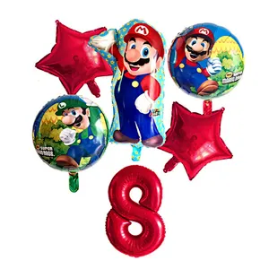 6pcs Super Mario Balloon Latex Mario Bros Balloons For 1 2 3 4 5 6 Birthday Party Decor Baby Shower Lugis Mario Ballons Kids Toy