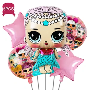 Amazon Surprise Doll Theme Set Aluminum Foil Balloon LOL Cartoon Shape Kids Toy Balloon Birthday Party Decoration