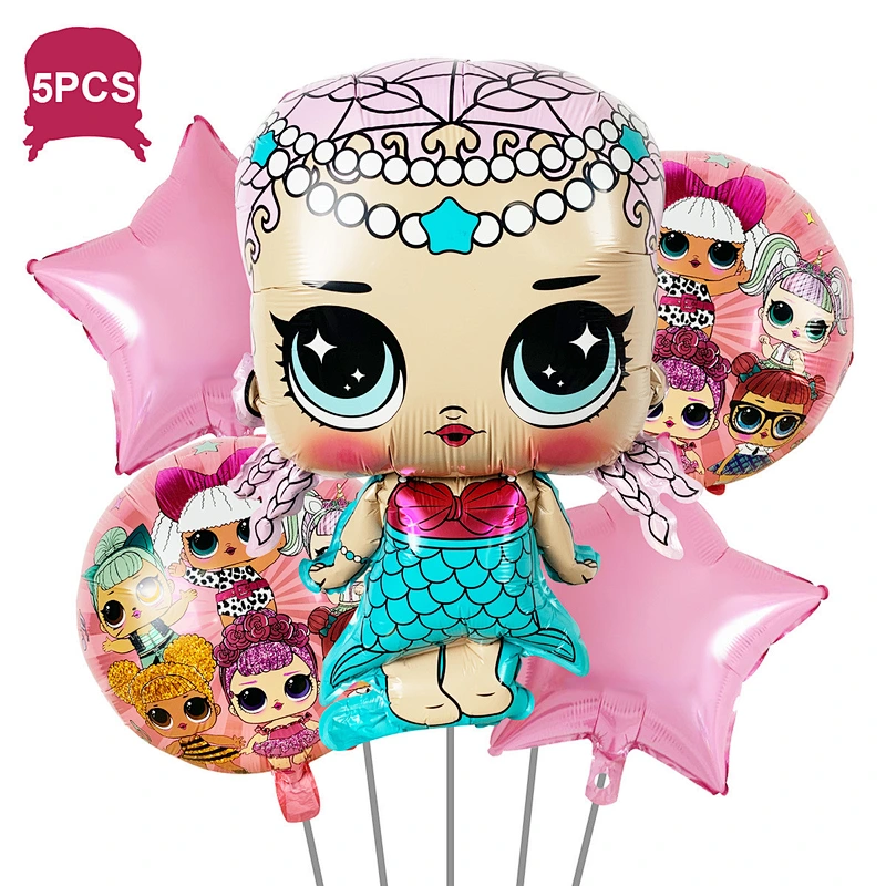 Amazon Surprise Doll Theme Set Aluminum Foil Balloon LOL Cartoon Shape Kids Toy Balloon Birthday Party Decoration