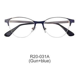 fashion cat eye half rim women metal optical two color eyeglasses frames