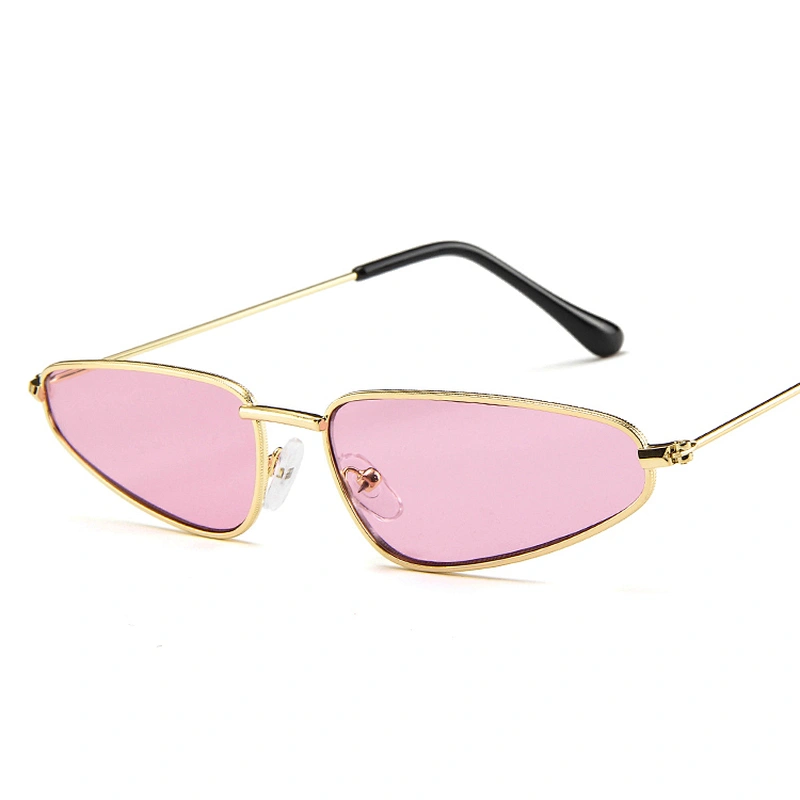 Women Cateye Shades Glasses Custom Logo Vintage Metal Small Triangle Cat Eye Sunglasses