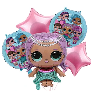Amazon Surprise Doll Theme Set Aluminum Foil Balloon LOL Cartoon Shape Kids Toy Balloon Birthday Party Decoration