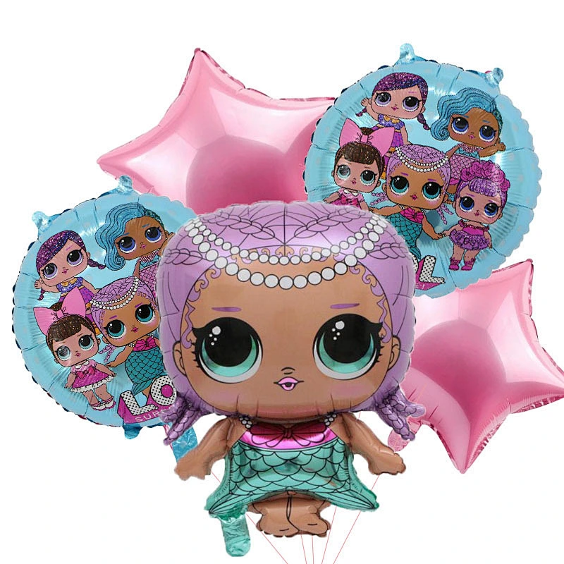 Amazon Surprise Doll Theme Set Aluminum Foil Balloon LOL Cartoon Shape Kids Toy Balloon Birthday Party Decoration