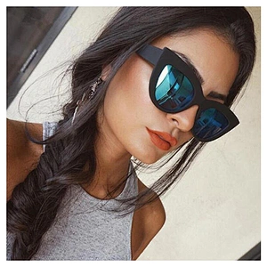 18004 Fashion Black Vintage Plastic Frames Women Cat Eye Sunglasses