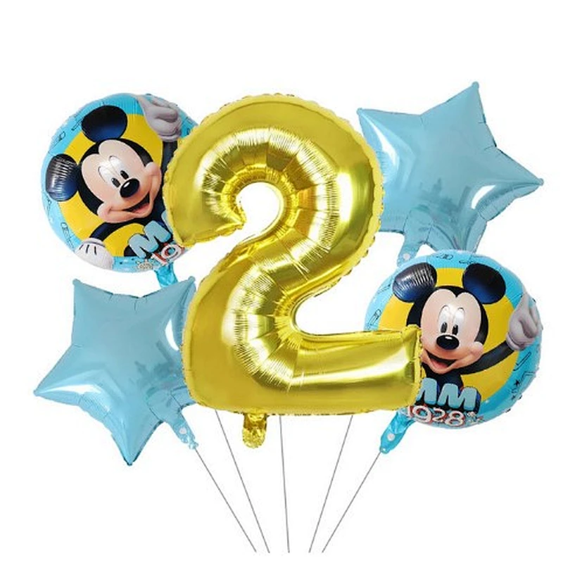 5pcs 18inch Mickey Minnie Foil Balloons Set Pink Gold 30inch Number Globos Baby Shower Kids Happy Birthday Party Decoration Toys