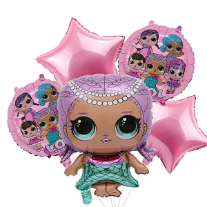 Amazon Surprise Doll Theme Set Aluminum Foil Balloon LOL Cartoon Shape Kids Toy Balloon Birthday Party Decoration