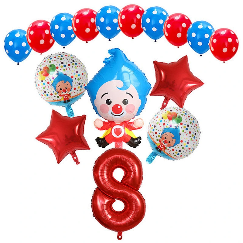 Plim Plim Clown Polka Dots Latex Globos 32 inch number foil balloons set For Kids Toy Birthday Party Decoration Supplies