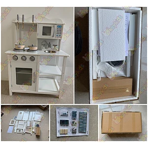 New cheapest children white wooden toy kitchen set for wholesale W10C404
