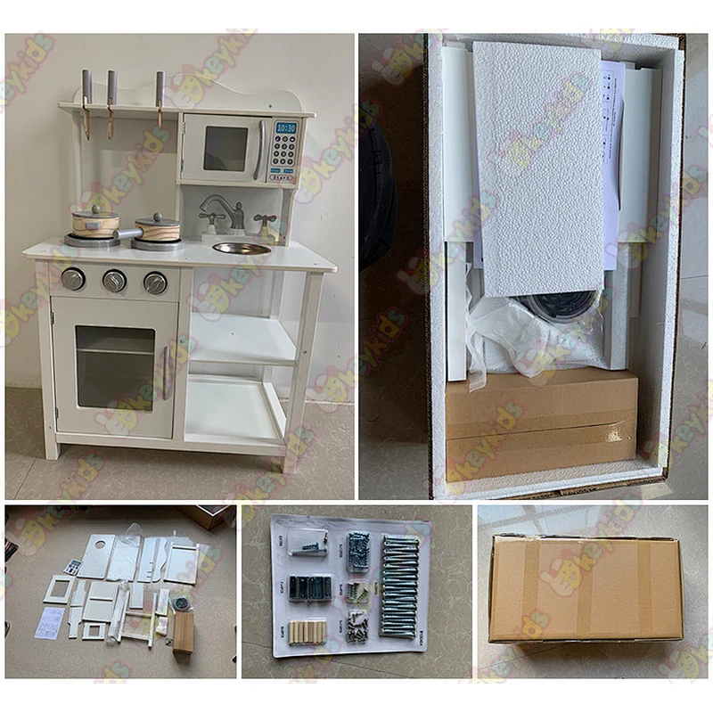 New cheapest children white wooden toy kitchen set for wholesale W10C404