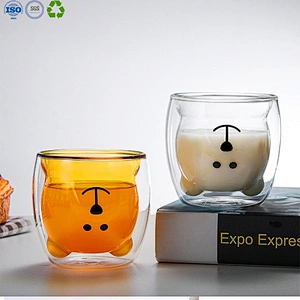 Double Wall Glass Bear Shape Cup