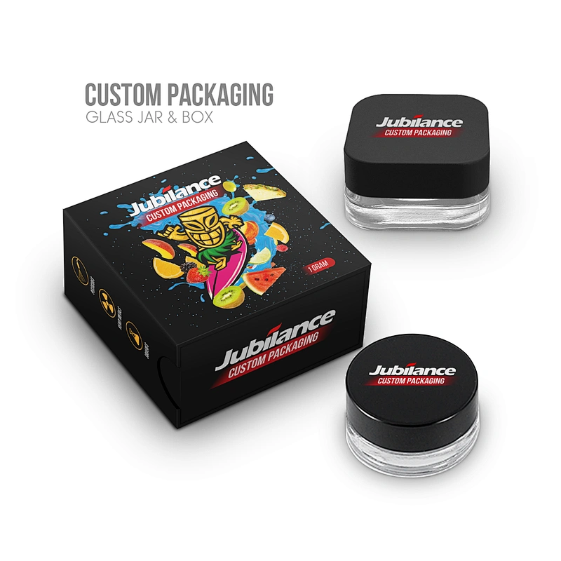 Custom 3/5/7/9ml mini cbd wax oil glass concentrate container wax glass jar packaging box