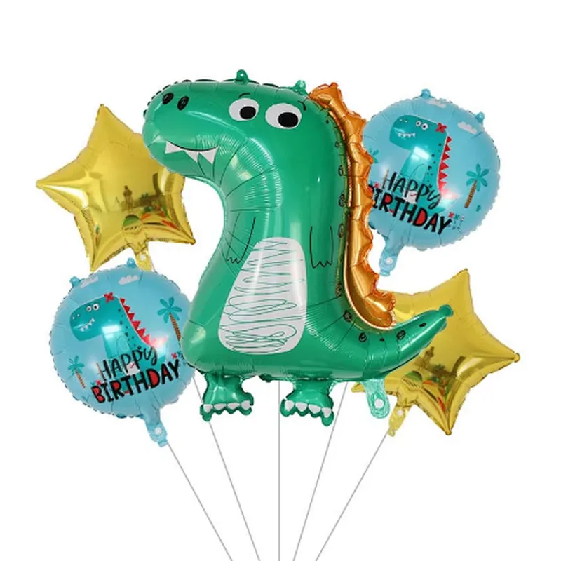 5pcs 18 inch Star Cartoon Dinosaur Foil Balloons Happy Birthday Party Decoration Baby Shower Kids Toys Balloon