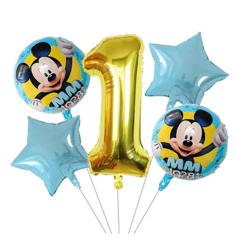 5pcs 18inch Mickey Minnie Foil Balloons Set Pink Gold 30inch Number Globos Baby Shower Kids Happy Birthday Party Decoration Toys