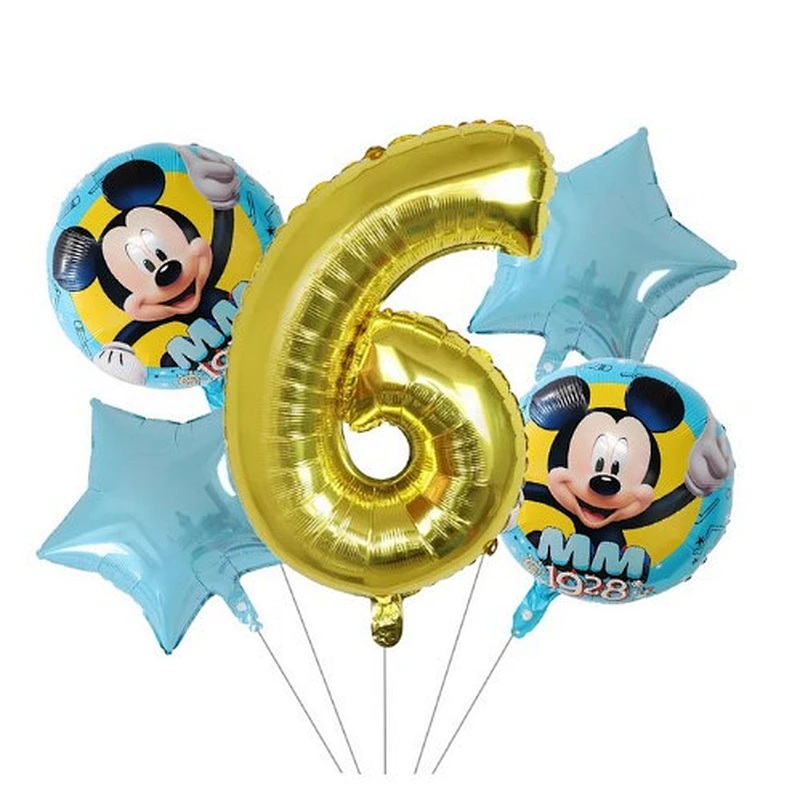 5pcs 18inch Mickey Minnie Foil Balloons Set Pink Gold 30inch Number Globos Baby Shower Kids Happy Birthday Party Decoration Toys