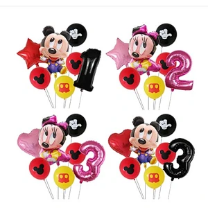 7pcs Cartoon Mickey Minnie Mouse Foil Balloons Set Globos For Baby Shower Kids Happy Birthday Party Decorations