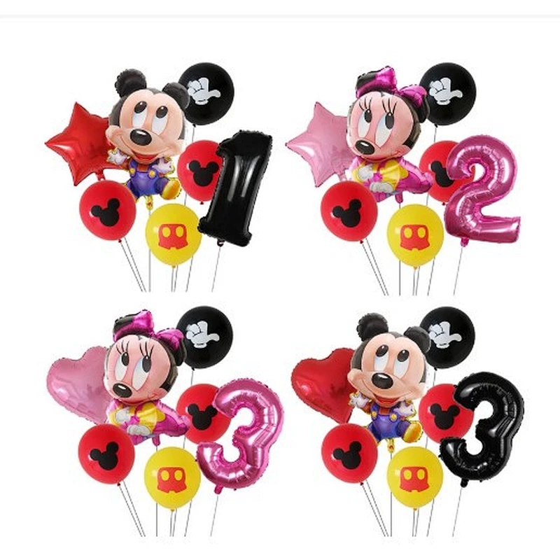 7pcs Cartoon Mickey Minnie Mouse Foil Balloons Set Globos For Baby Shower Kids Happy Birthday Party Decorations