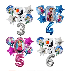 6Pcs Elsa Disney Frozen Princess Helium Balloons Number Baby Shower Girl Foil Globos Birthday Party Decorations Kids Toys Gift