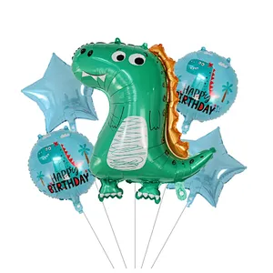 5pcs 18 inch Star Cartoon Dinosaur Foil Balloons Happy Birthday Party Decoration Baby Shower Kids Toys Balloon