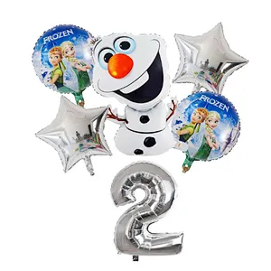 6Pcs Elsa Disney Frozen Princess Helium Balloons Number Baby Shower Girl Foil Globos Birthday Party Decorations Kids Toys Gift