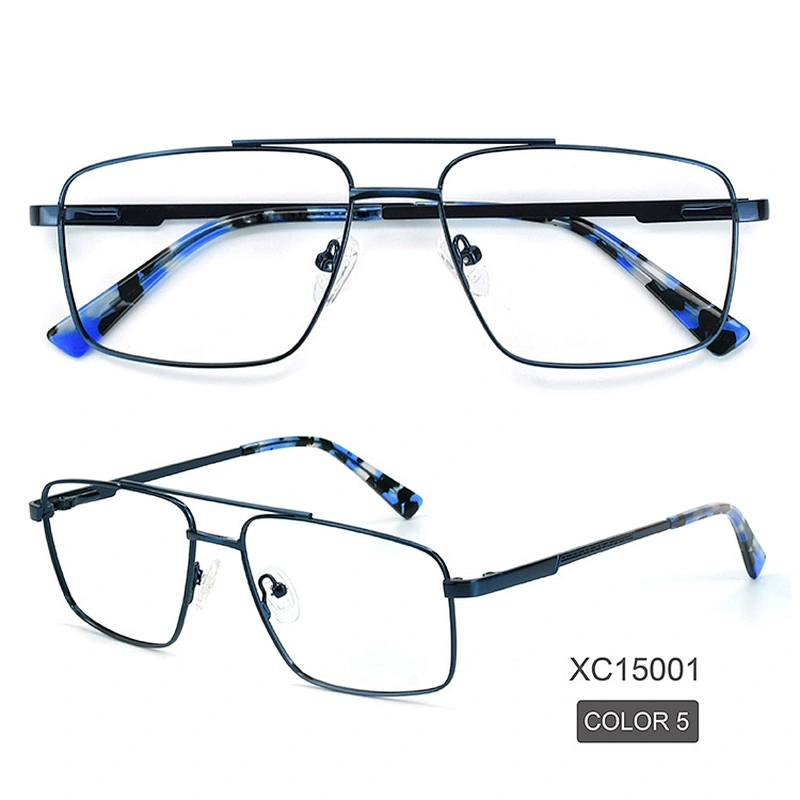 Black Retro metal optical frames double bridge men eyeglasses