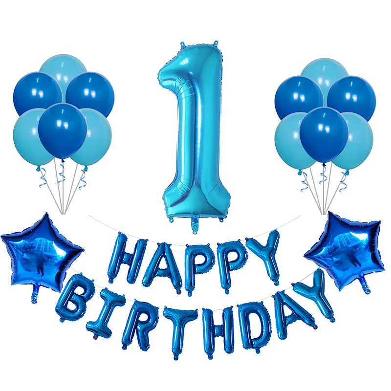 16 Inch Happy Birthday Balloon 18 Inch Star 30 Inch Number Foil Balloon Set
