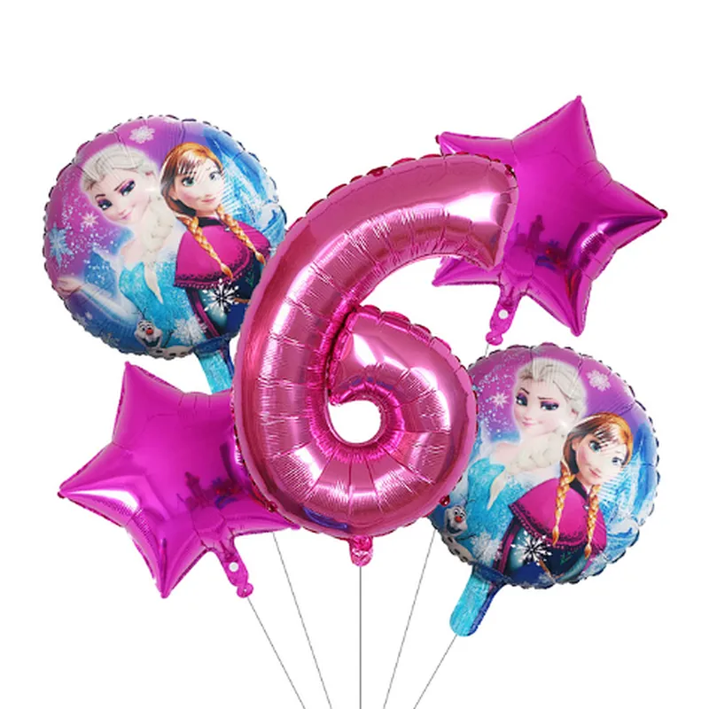 5Pcs Number Balloon Elsa Anna Disney Frozen Princess Helium Balloons Baby Shower Girl Globos Birthday Party Decoration Kids Toys