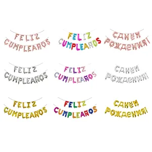 Wholesale Birthday Party Decoration Balloon Spanish Feliz Cumpleanos Letter Balloon Set