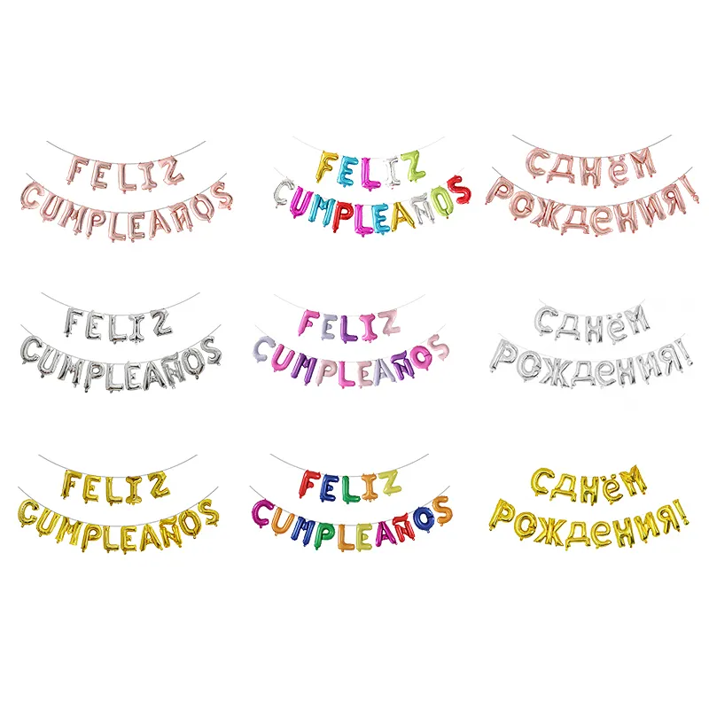 Wholesale Birthday Party Decoration Balloon Spanish Feliz Cumpleanos Letter Balloon Set
