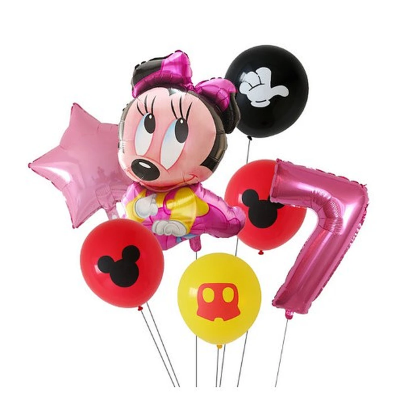 7pcs Cartoon Mickey Minnie Mouse Foil Balloons Set Globos For Baby Shower Kids Happy Birthday Party Decorations