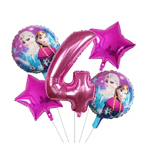 5Pcs Number Balloon Elsa Anna Disney Frozen Princess Helium Balloons Baby Shower Girl Globos Birthday Party Decoration Kids Toys