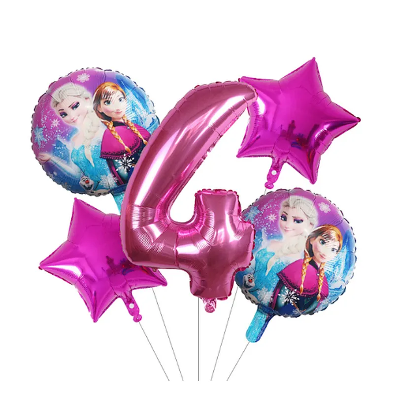 5Pcs Number Balloon Elsa Anna Disney Frozen Princess Helium Balloons Baby Shower Girl Globos Birthday Party Decoration Kids Toys