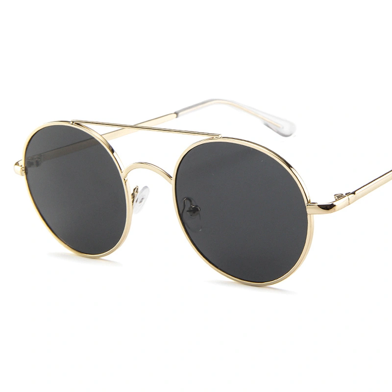 2021 High-End Exquisite Double Bridge Round Unisex Flat Top UV400 Sunglasses Sun Glasses
