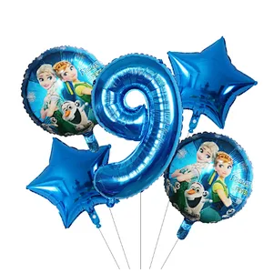 5Pcs Number Balloon Elsa Anna Disney Frozen Princess Helium Balloons Baby Shower Girl Globos Birthday Party Decoration Kids Toys