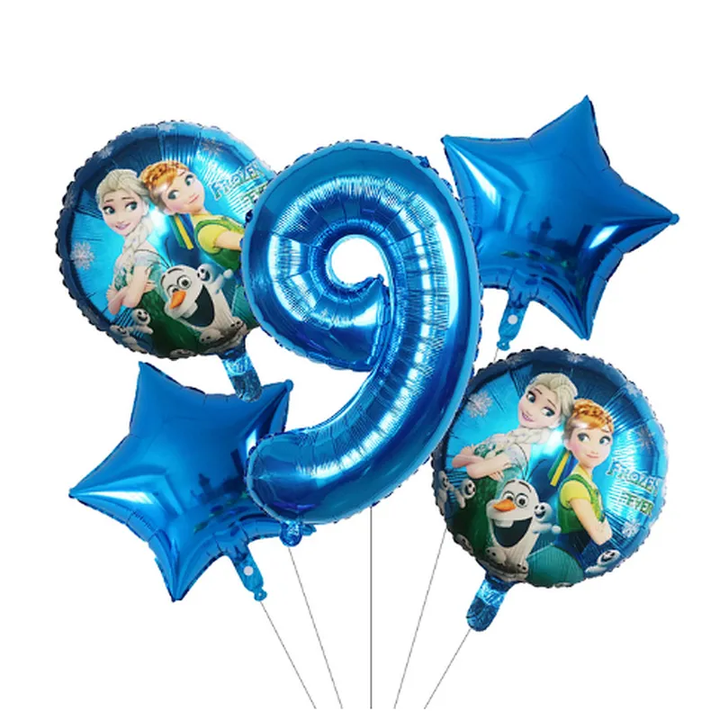 5Pcs Number Balloon Elsa Anna Disney Frozen Princess Helium Balloons Baby Shower Girl Globos Birthday Party Decoration Kids Toys
