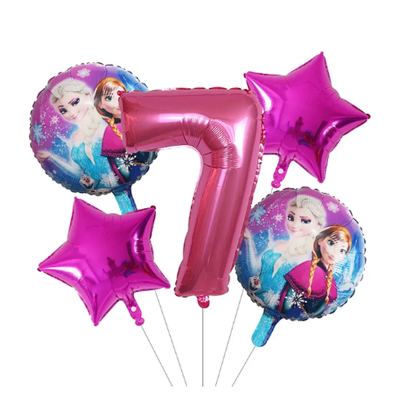 5Pcs Number Balloon Elsa Anna Disney Frozen Princess Helium Balloons Baby Shower Girl Globos Birthday Party Decoration Kids Toys