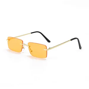 2021 Hot Sale Street Beat Fashion Rimless Square Frame sunglasses, 2020 women 2021hot sale shades sunglasses