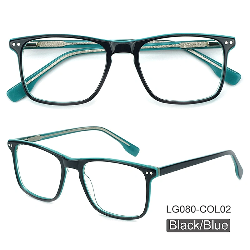 Acetate Men Patchwork Italy Design Rectangle Eye Glasses Clear Lens Optical Frames Spectacles