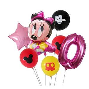 7pcs Cartoon Mickey Minnie Mouse Foil Balloons Set Globos For Baby Shower Kids Happy Birthday Party Decorations