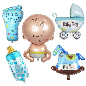 Amazon hot sale 5pcs/set milk bottle baby cartoon boy girl baby shower foil balloons birthday party decoration supplies wholesale