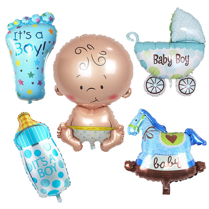 Amazon hot sale 5pcs/set milk bottle baby cartoon boy girl baby shower foil balloons birthday party decoration supplies wholesale