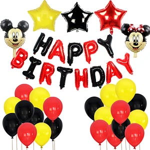 Cartoon Mickey Minnie Head Foil Balloon Set Happy Birthday Banner For Children's Birthday Party Decoration Supplies