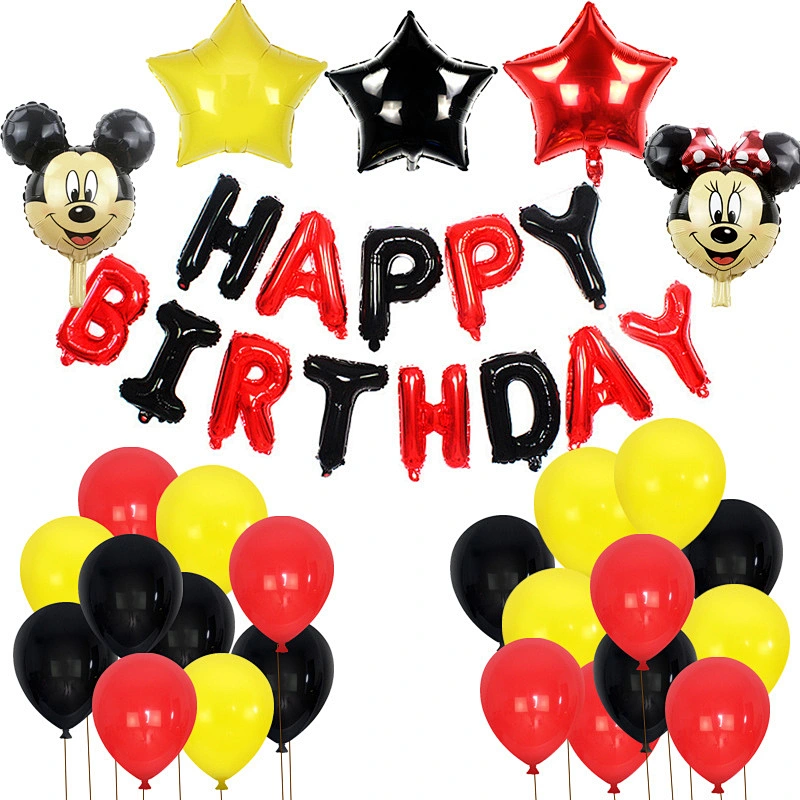 Cartoon Mickey Minnie Head Foil Balloon Set Happy Birthday Banner For Children's Birthday Party Decoration Supplies