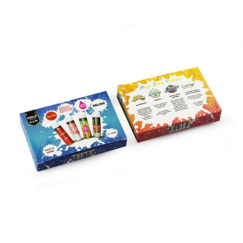 custom 4x10ml premium liquid bottle package box with colorful printing