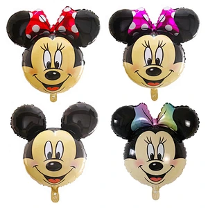 Amazon Hot Sales Large Size Cartoon Mickey Minnie Mouse Head Foil Balloons Kids Toy Birthday Party Decoration Balloons