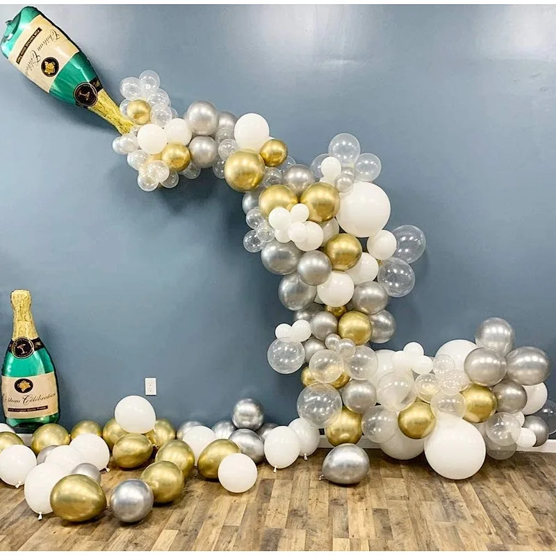 Champagne Bottle Balloon with Latex Globos Fun Idea for Party Decoration
