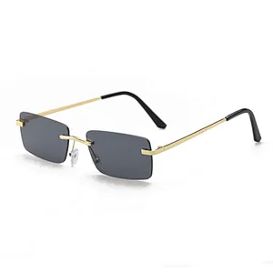 2021 Hot Sale Street Beat Fashion Rimless Square Frame sunglasses, 2020 women 2021hot sale shades sunglasses