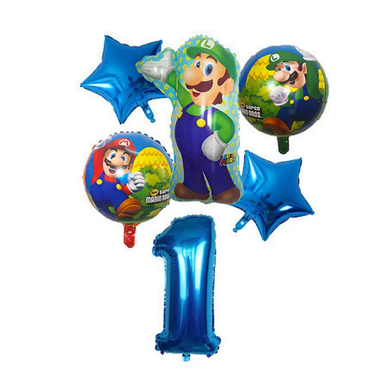 6pcs Super Mario Balloon Latex Mario Bros Balloons For 1 2 3 4 5 6 Birthday Party Decor Baby Shower Lugis Mario Ballons Kids Toy