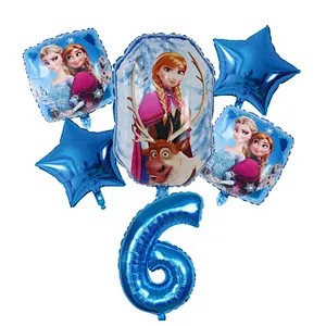 6Pcs Elsa Disney Frozen Princess Helium Balloons Number Baby Shower Girl Foil Globos Birthday Party Decorations Kids Toys Gift