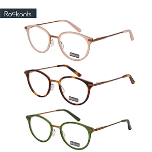 Latest hot sale classic round metal acetate glasses handmade optical eyeglasses frames