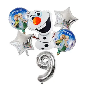 6Pcs Elsa Disney Frozen Princess Helium Balloons Number Baby Shower Girl Foil Globos Birthday Party Decorations Kids Toys Gift